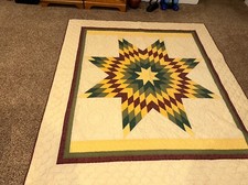 Full size Amish Quilt made in Harmony MN, See photos of back , yellow, green,