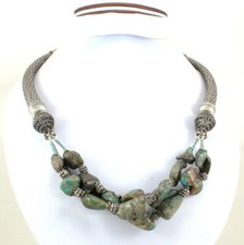 Entic Necklace Natural Green Turquoise Gemstone Beaded Handmade Jewelry