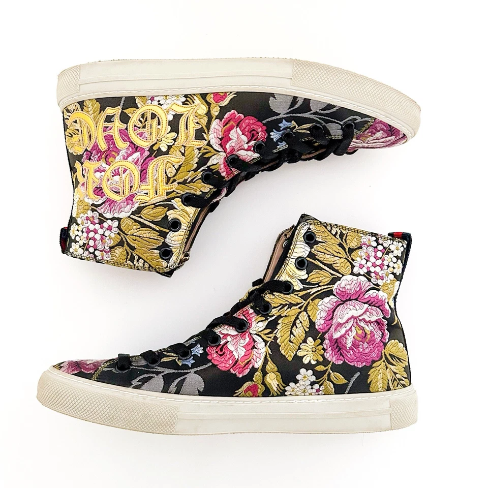 Gucci Sylvie Blind For Love Zapatillas altas con cordones Estampado Floral Jacquard 38 Foto 4 de 4