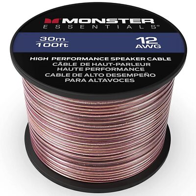 Monster XP Copper Clad Aluminum CCA Speaker Wire Cable Spool - [100FT] [12 Gauge