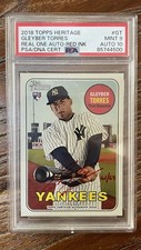 2018 Topps Heritage Real One Auto Gleyber Torres Red Ink PSA 9 Auto 10