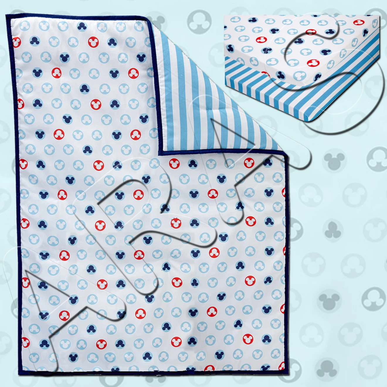 Disney Baby Bedding Mickey Mouse 3-Piece Portable Crib bedding Set
