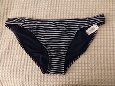 Love By Gap Navy Blue  White Women's Striped Bikini Bottoms Size Medium NEW