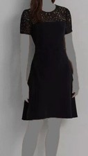 Lauren Ralph Lauren Women's Black Lace Trim Dress Size 12