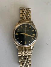 Bulova accutron mens wrist watch. Black Face Vintage And Nice Band
