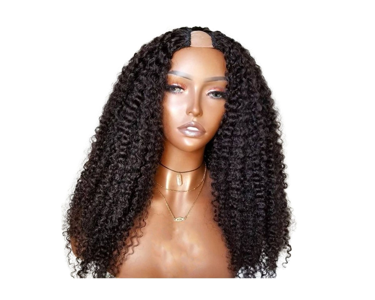 U Part Wig Deep Wave Human Hair Wigs Natural Kinky Coily Brazilian Remy Color 2
