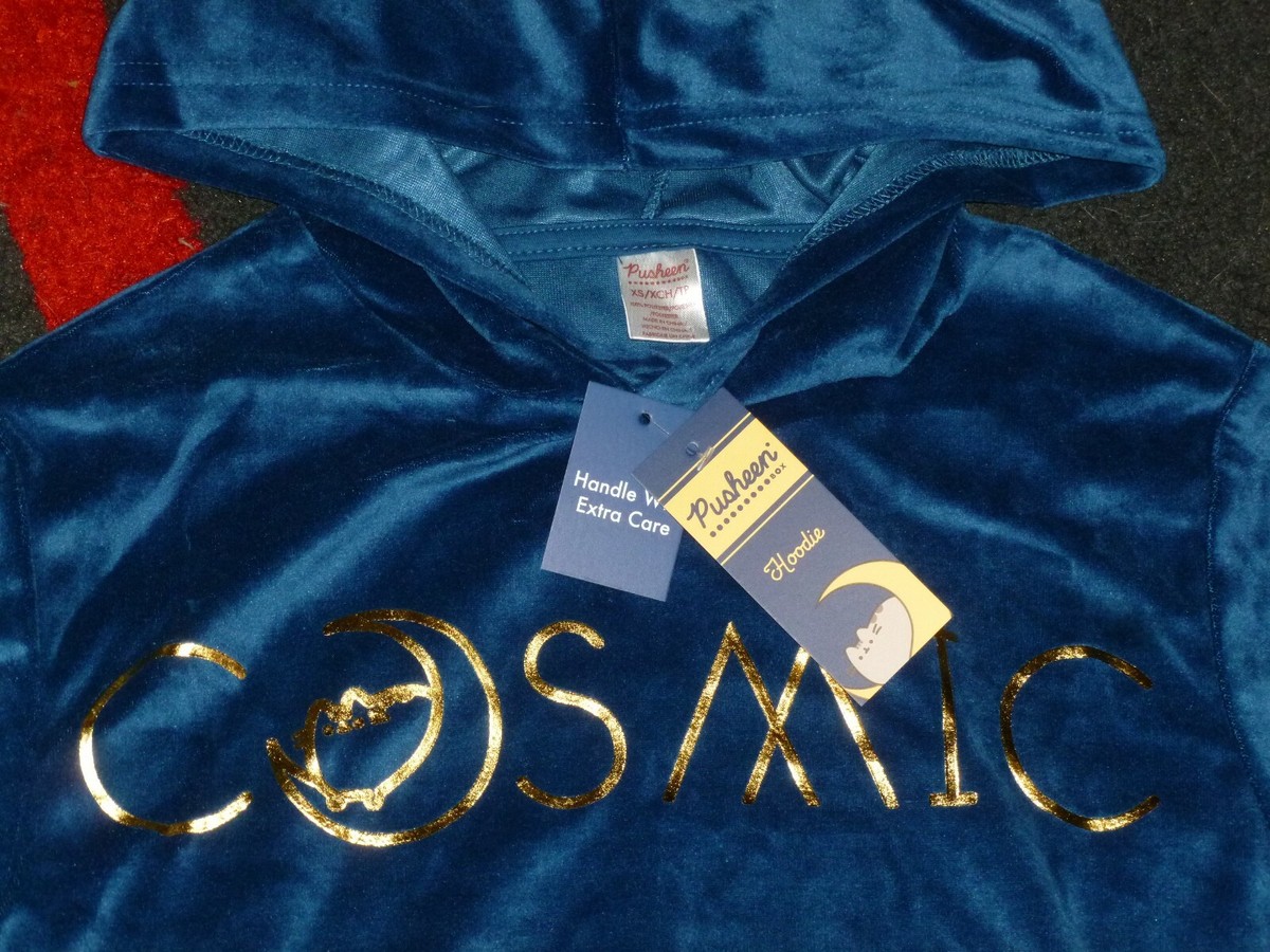 PUSHEEN BOX Exclusive - COSMIC HOODIE - Blue With GOLD FOIL - Size XS New  UNWORN