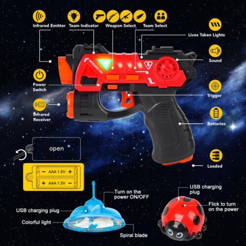 4 IN 1 Infrarot Mini Laser Tag Guns Set mit Fliegender UFO-Drohne & Marienkäfer - Bild 5 von 7