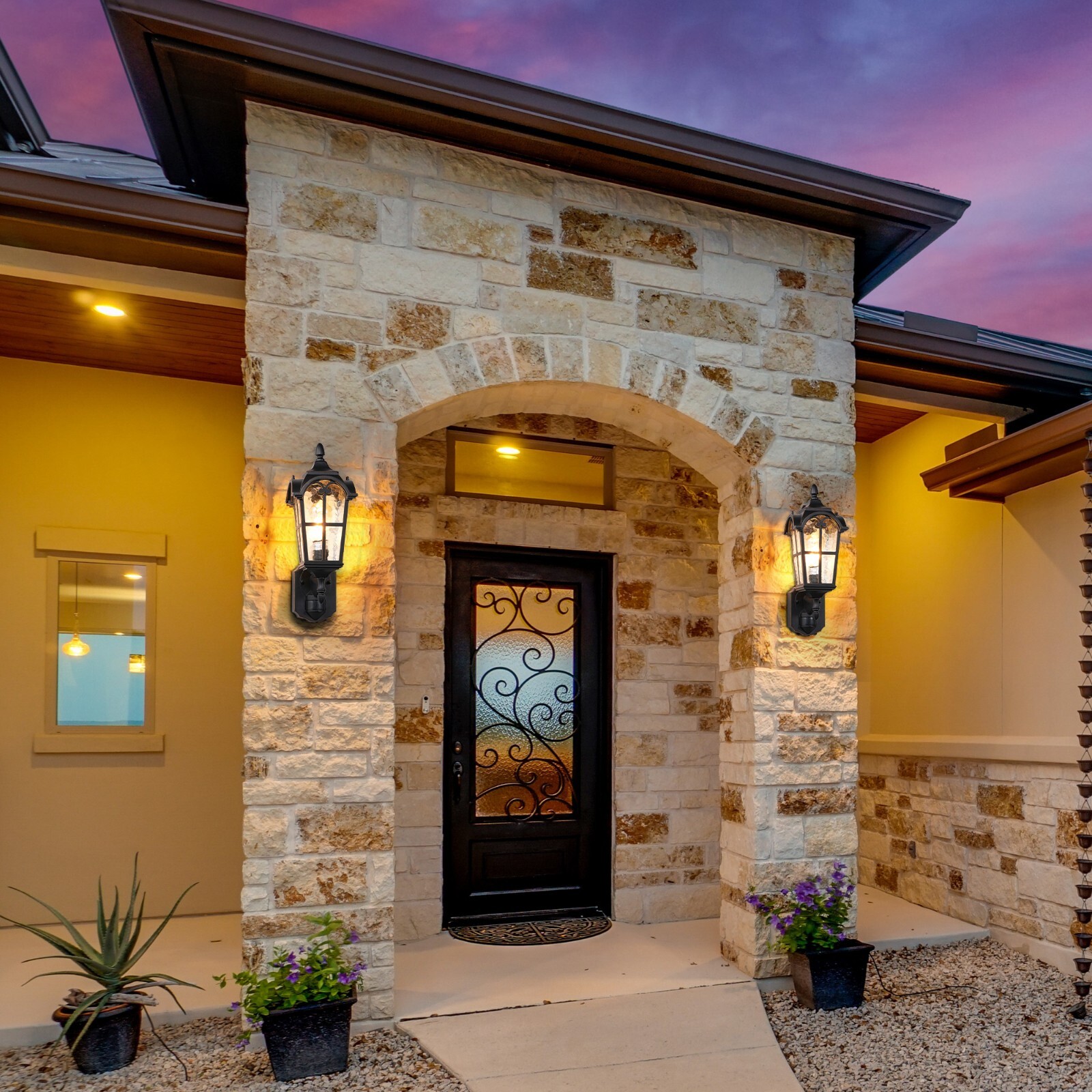 EDISHINE Outdoor Wall Light with Dusk to Dawn and Motion Sensor Waterproof