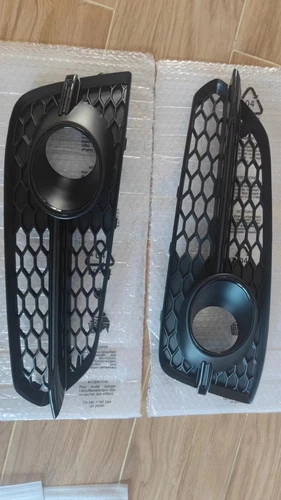 Black Front Fog Grill Grille Light Cover Trim 2pcs For Audi D4PA A8 S8 2015-2017 - Picture 3 of 10
