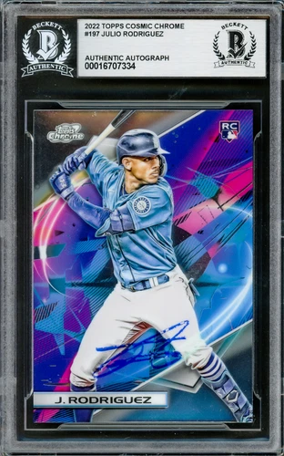 Julio Rodriguez Autographed 2022 Topps Cosmic Chrome RC Beckett 16707334