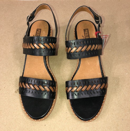 NUEVO PIKOLINOS Blanes Slingback Whipstitching Cuero Sandalia EU 38/US 7.5-8 Negro - Imagen 9 de 18