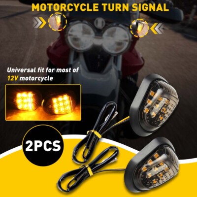 2X Smoke Flush Mount Motorcycle LED Turn Signals Light Amber Yellow Indicator X