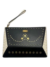 Bally Leor Suzy 6224791 Ladies Black Wrislet Clutch Calf Embossed MSRP $510