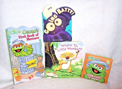 OSCAR SESAME STREET BATH TIME + GOOING BATTY + WHERE TO LITTLE WOMBAT 4 BOOKS