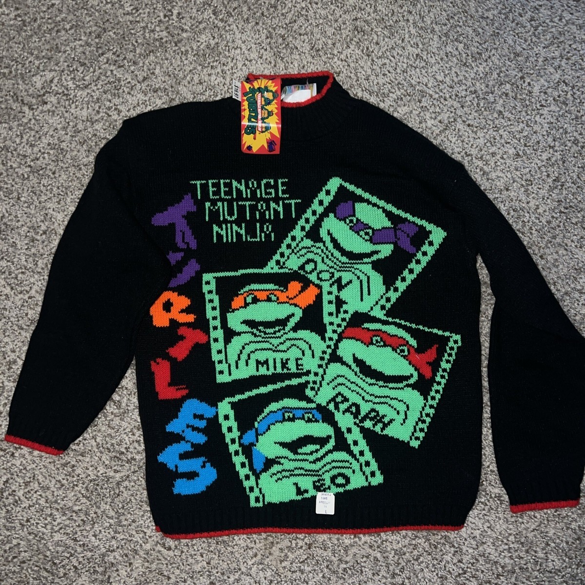 トップス vintage turtles Knit Vintage Teenage Mutant Ninja Turtles Knit Sweater RARE NWT