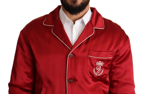 Dolce & Gabbana Chaqueta Rojo Seda Botón Dg Logo Bomber Hombre IT48/ US38/ M - Imagen 4 de 10