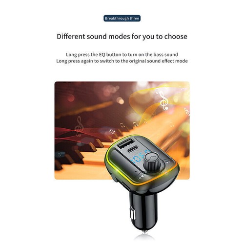 LED Screen Wireless Bluetooth Receiver FM Transmitter MP3 Player Car USB Charger - Photo 7 sur 12