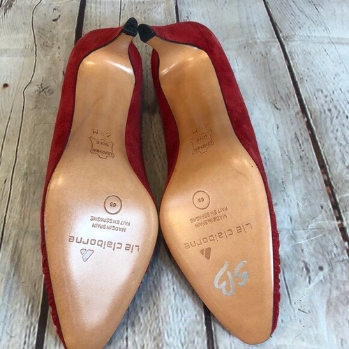 Liz Clairborne red “suede” pump w ruched toe - Picture 2 of 6
