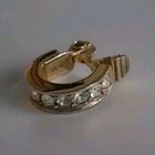 Single (1) Vintage Monet  Earring Clip On Gold Tone Crystal Costume Jewelry