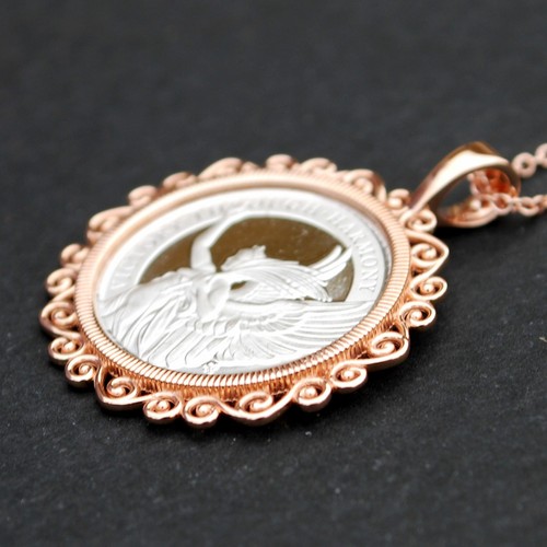 2021 St. Helena 1/10 oz Platinum Queen's Virtues Solid 14K Rose Gold Necklace - Picture 5 of 12