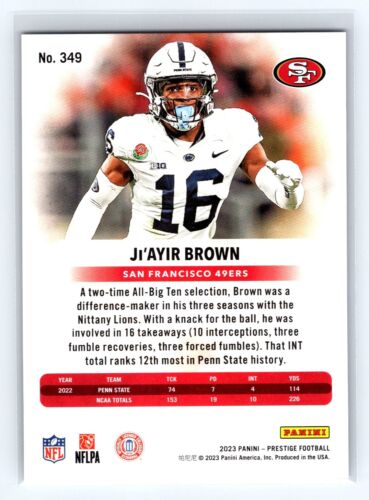 2023 Panini Prestige Xtra Points Ji'Ayir Brown ROOKIE PURPLE SP 10/99 49ERS RC - Picture 2 of 2