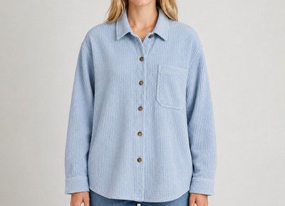 L.L.Bean Timeless Waffle Button Up Shirt Jacket Soft Blue Elevated Basic Size XL