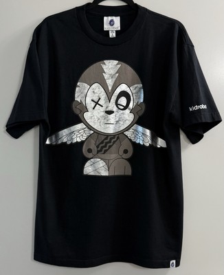 Kidrobot Designer Winged Robot Monkey-Type Face Black Short Sleeve T Shirt Sz. L