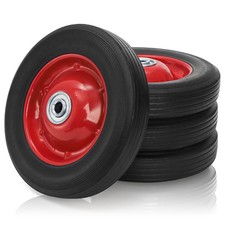 8 Inch Solid Rubber Tires with 1/2-Inch Bore Axle Hole, 4 Pack | Flat Free Ha...