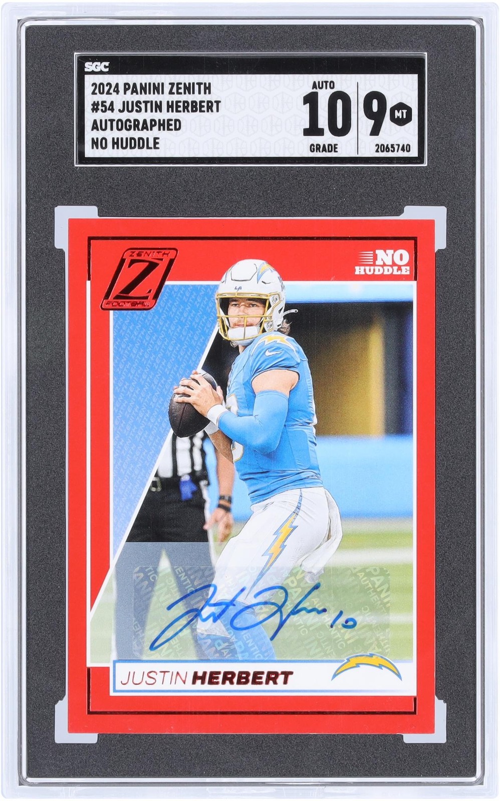 Justin Herbert Los Angeles Chargers Signed 2024 Panini Zenith #54 SGC 9/10 Card