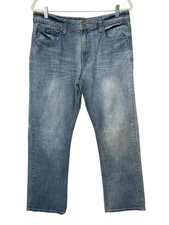 Flypaper Bootcut  Jeans Size 34x32 Denim Blue Light Wash Cotton Blend Classic