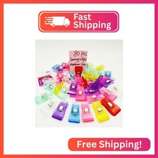 80 PCS Medium Size Sewing Clips 7 Bright Colors Quilting Clips, Multipurpose Fab