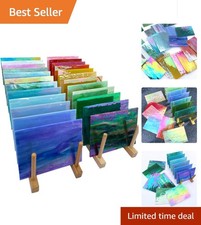 24 Iridescent Stained Glass Sheets - 6x4 Inch Variety for Home Decor  Crafts