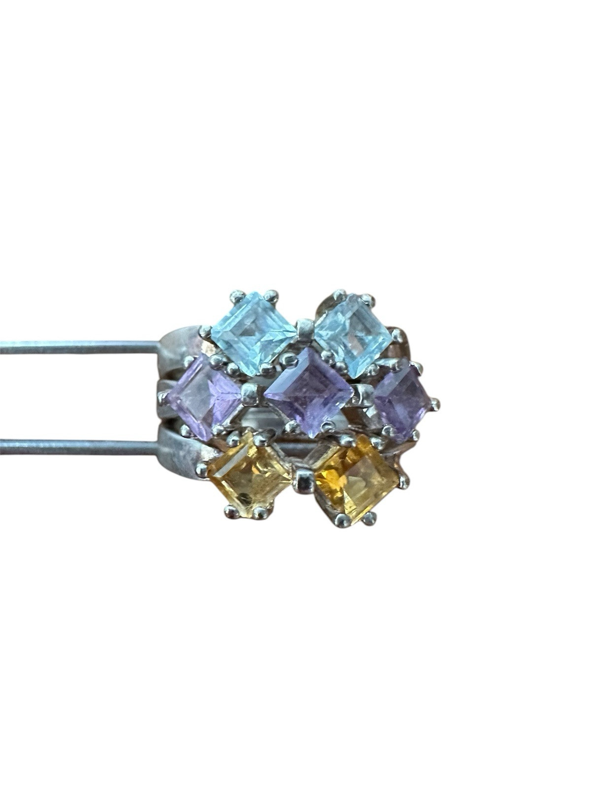 Sterling 3 Piece Stackable Rings Natural Blue top… - image 1