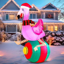 6 Ft Inflatable Christmas Flamingo with LEDs for Indoor and Outdoor Decor