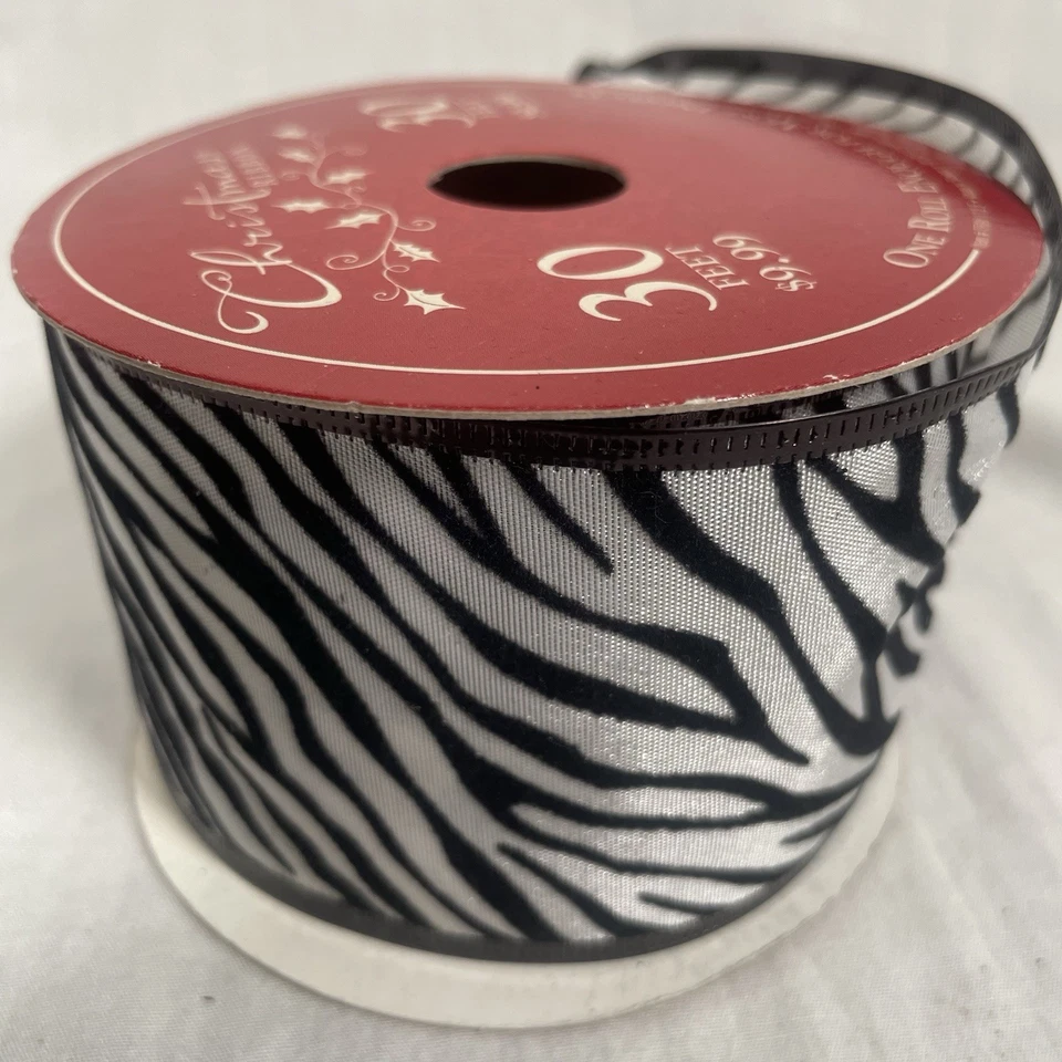 Lot Of 3 Black Ribbons - Zebra , Lace , Sheer | Christmas & Craft - Image 4 of 4