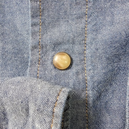 Wrangler Chambray Hemd Herren M Denim Langarm Pearl Snap Western Workwear - Bild 6 von 10