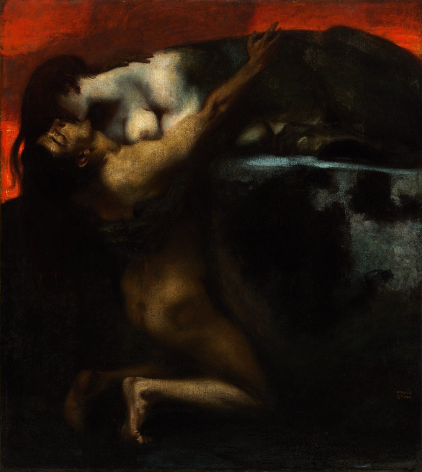 FRANZ VON STUCK : The Kiss of the Sphinx : 1895 : Archival Art Print