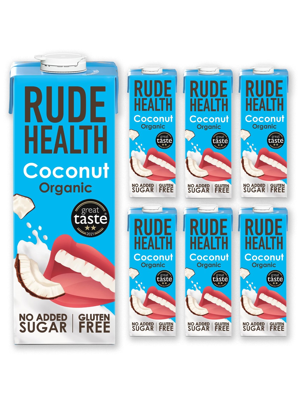Rude Health 6 x 1 Litre Organic Coconut Dairy-Alt Milk, 100% 6 l (Pack of 1)