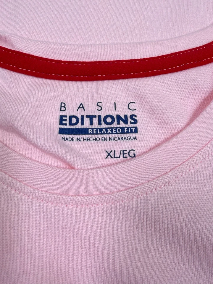Camiseta manga corta calce relajado Basic Editions rosa talla XL Foto 3 de 4