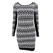 Free People Cozy Canin Mini Sweater Dress Metallic Chevron S