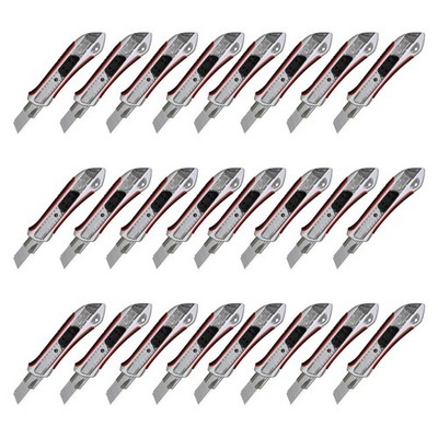 Premium Cuttermesser 24 Stück 18 mm Alu Druckguss gummierter Griff Profimesser