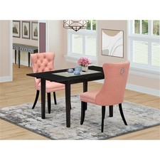 Juego de mesa de cocina Pemberly Row de 3 piezas con marco de madera de goma en negro