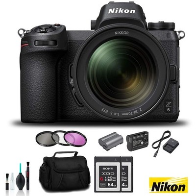 Nikon Z 6 Mirrorless FX-Format Digital Camera with 24-70mm Lens - Bundle 2X 64GB