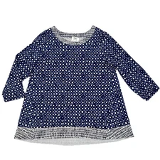 Habitat Womens Artsy Lagenlook Graphic Dot Traveler Tunic Top Size L Statement