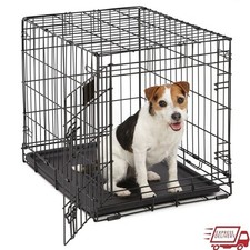 Folding Metal Dog Crate Single Door Leak-Proof Divider Handle Portable Safe New