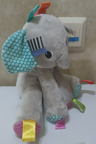 Bright Starts TaGgies Gray Elephant Plush Lovey Baby Rattle Toy 10" Security Toy - Picture 2 of 18