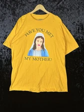 Pleasures "Have you met my mother" Jesus T Shirt Mens 2XL Yellow Graphic