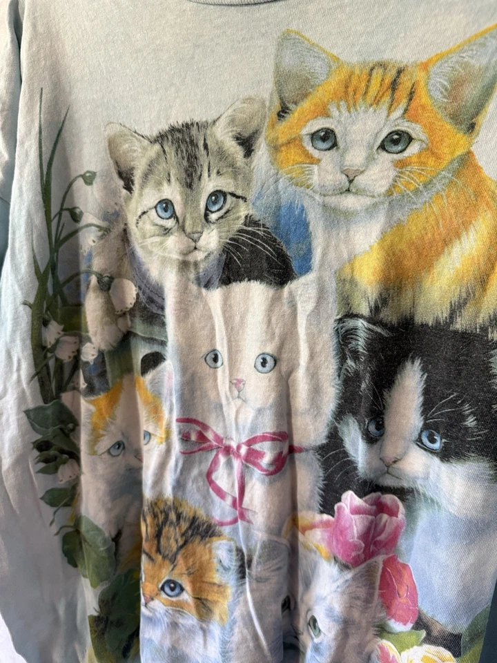 Camiseta manga corta cuello redondo algodón estampado gráfico gato azul montaña 2XL - Imagen 2 de 4