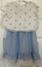 Vintage 70s Sears 2T Toddler Girls Lace Gingham Dress Set Prairie USA